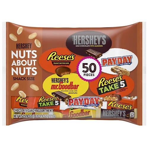 Order Hershey's Snack Size Halloween Candy, Reese's, Payday, Mr.Goodbar, Hershey's, XL Bag Assortment - 25.8 oz food online from Walgreens store, Mckinney on bringmethat.com