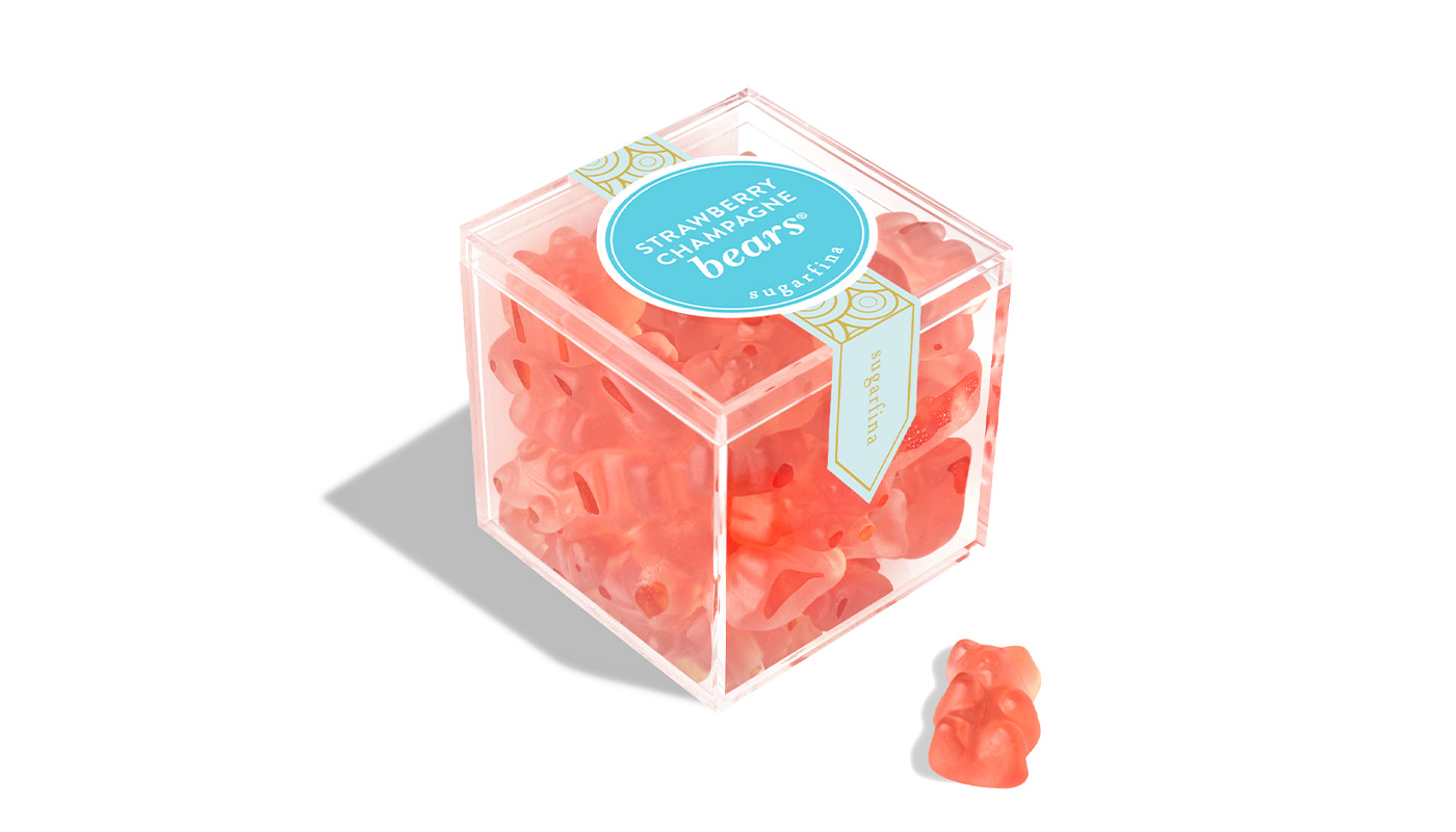 Order Strawberry Champagne Bears® Candy Cube food online from Sugarfina store, Los Angeles on bringmethat.com
