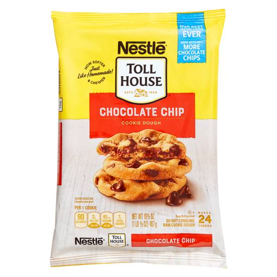 Order Nestle Toll House Chocolate Chip Cookie Ready to Bake Dough 24ct 16.5oz food online from Everyday Needs by Gopuff store, Stamford on bringmethat.com