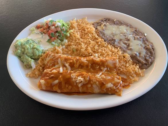 Order Dos Enchilada Dinner Plate food online from El Buen Sabor De Mexico store, Hayward on bringmethat.com