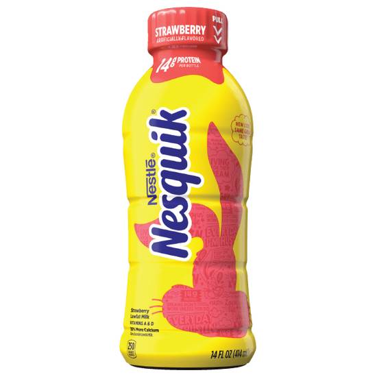 Order Nesquik Strawberry Lowfat Milk 14oz food online from Caseys Carry Out Pizza store, Mooresville on bringmethat.com