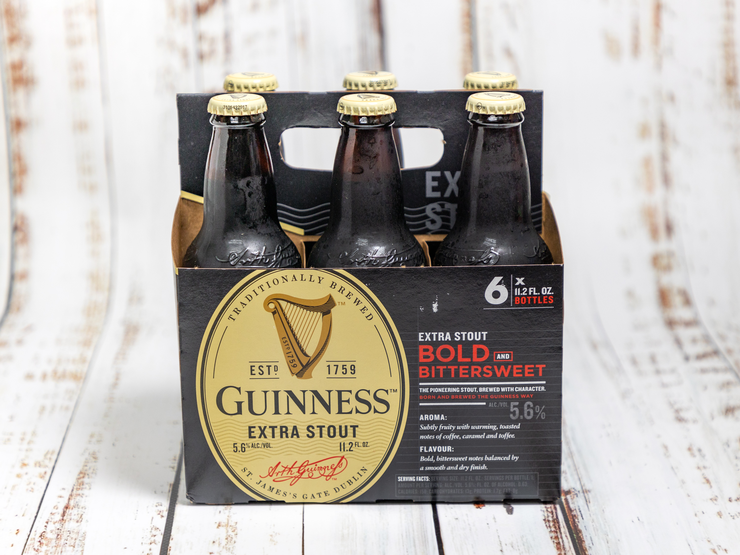 Order Guinness Extra Stout 6 Pack 11.2 oz., Bottle Beer food online from Alessandro Liquor store, Riverside on bringmethat.com