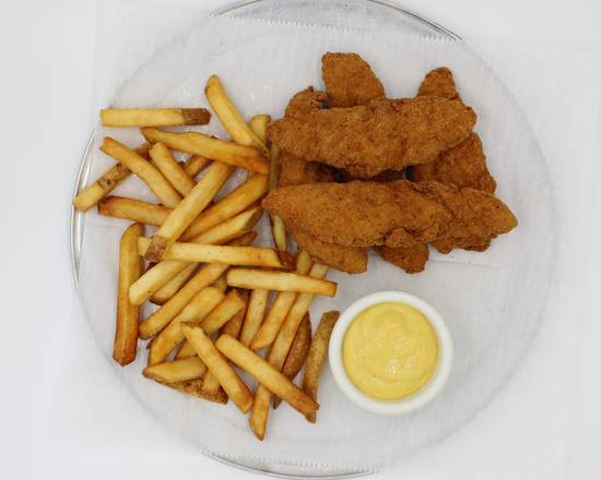 Order Kids Chicken Fingers with Fries and Honey Mustard Sauce food online from Blue Moon Pizza store, Sandy Springs on bringmethat.com
