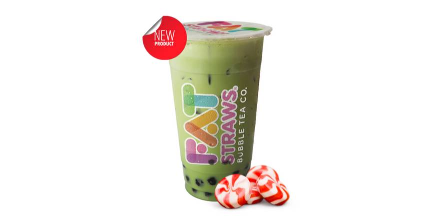 Order Lg Peppermint Matcha Milk Tea-D food online from Fat Straws Bubble Tea store, Plano on bringmethat.com