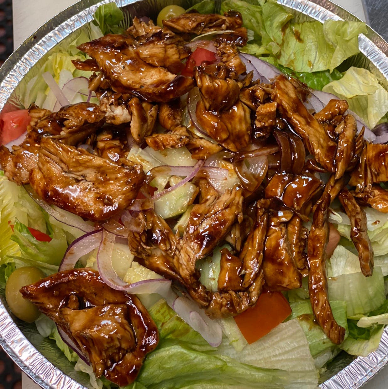 Order Teriyaki Chicken Salad - Small food online from Michelangelo's Pizza store, East Brunswick on bringmethat.com