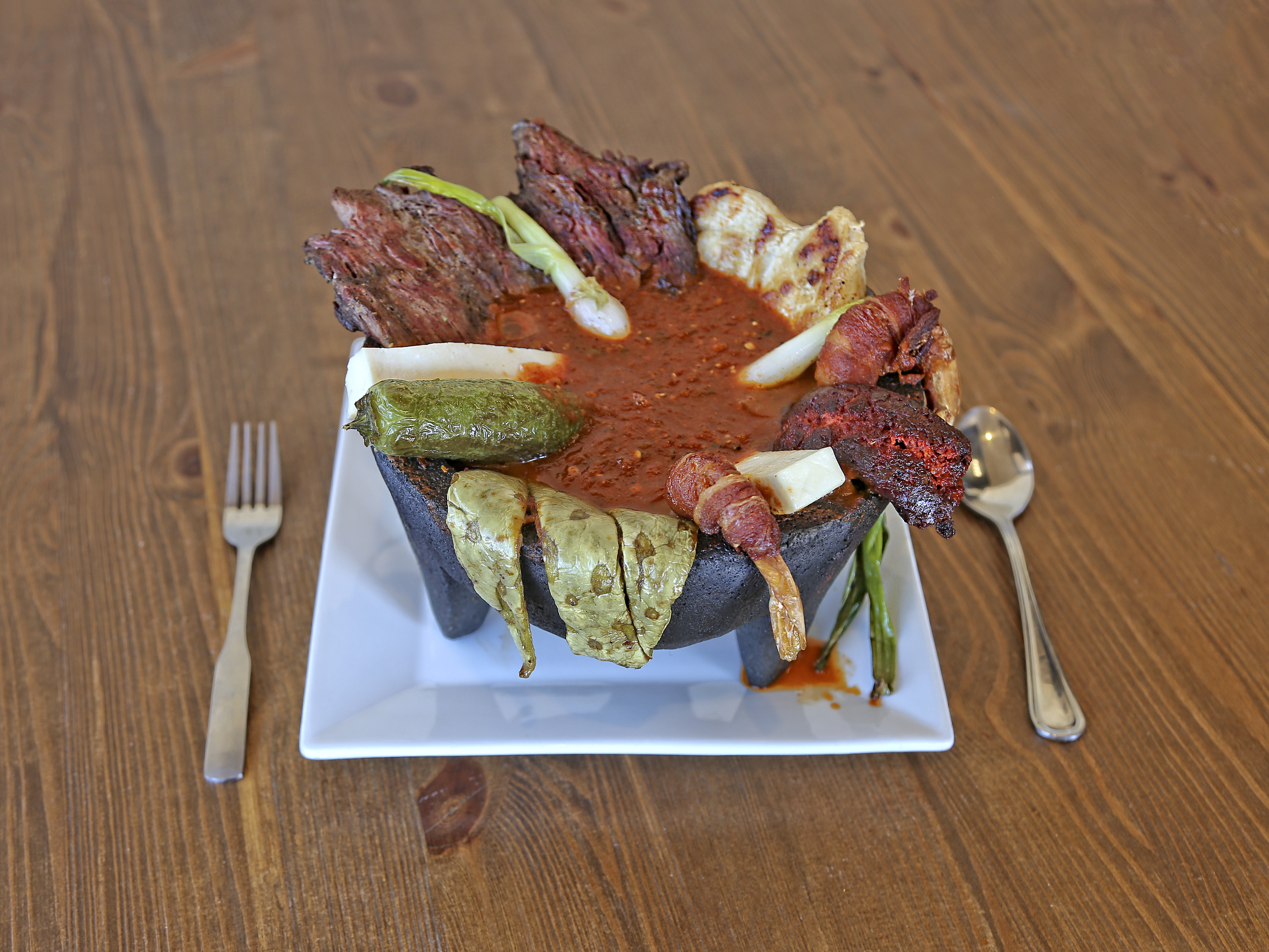 Order Molcajetes food online from Ruben Mariscos & Mexican Grill store, Apple Valley on bringmethat.com