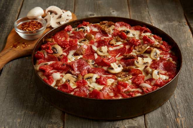 Order BJ's Classic Combo Pizza - Mini food online from Bj's Restaurant & Brewhouse store, Carlsbad on bringmethat.com