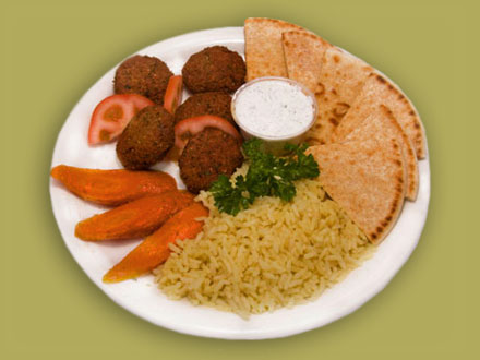 Order Falafel Platter food online from Troy Greek Restaurant store, San Diego on bringmethat.com