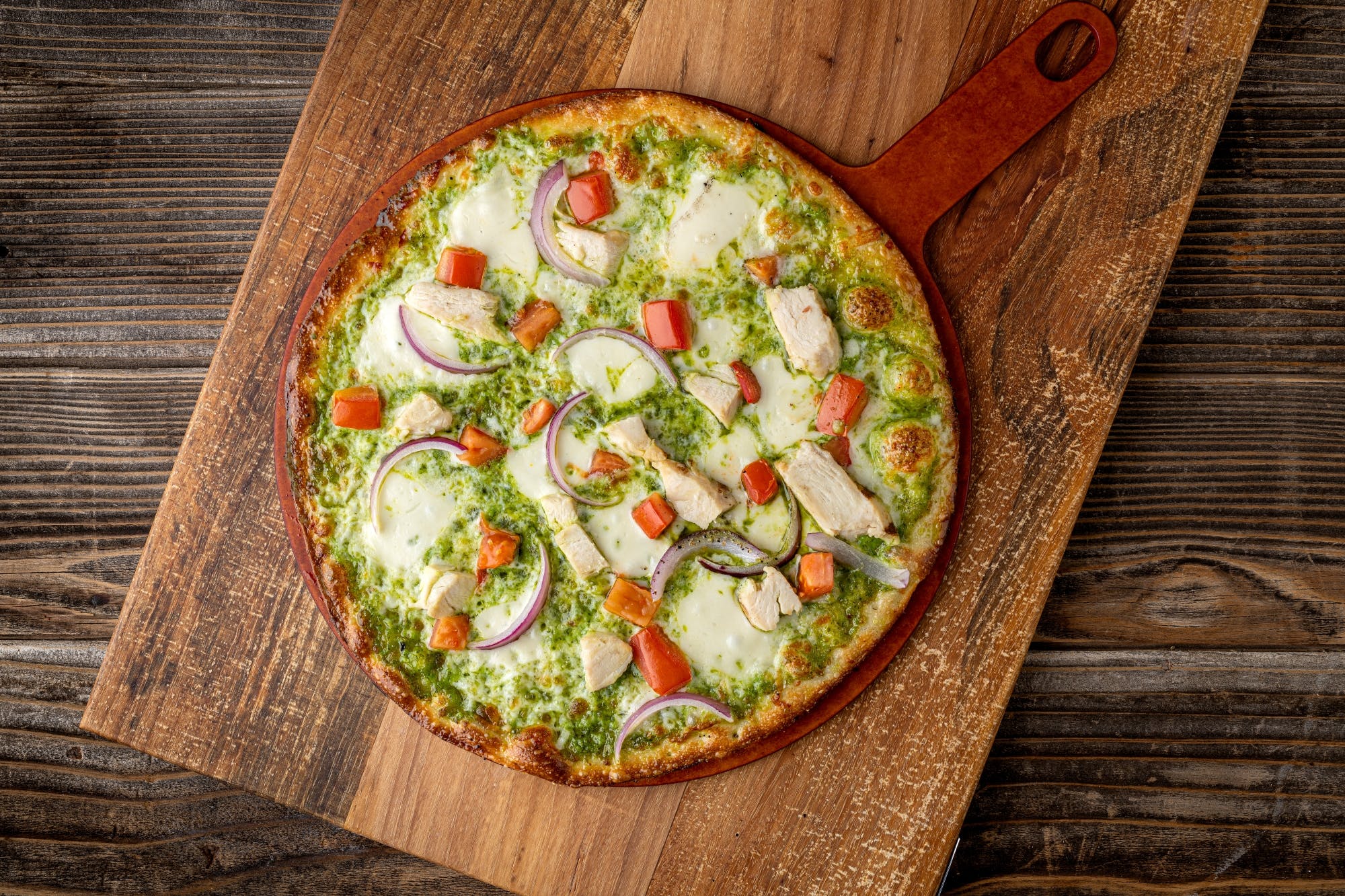 Order Pesto Chicken Pizza - 11'' food online from Fired Pie store, Glendale on bringmethat.com