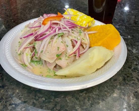 Order CEVICHE-ONLY SATURDAY & SUNDAY food online from Mario's Peruvian Chicken store, Mount Pleasant on bringmethat.com