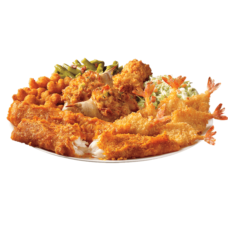 Order Ultimate Seafood Platter with Spicy Batter Dipped Fish food online from Captain D's Seafood store, Edwardsville on bringmethat.com