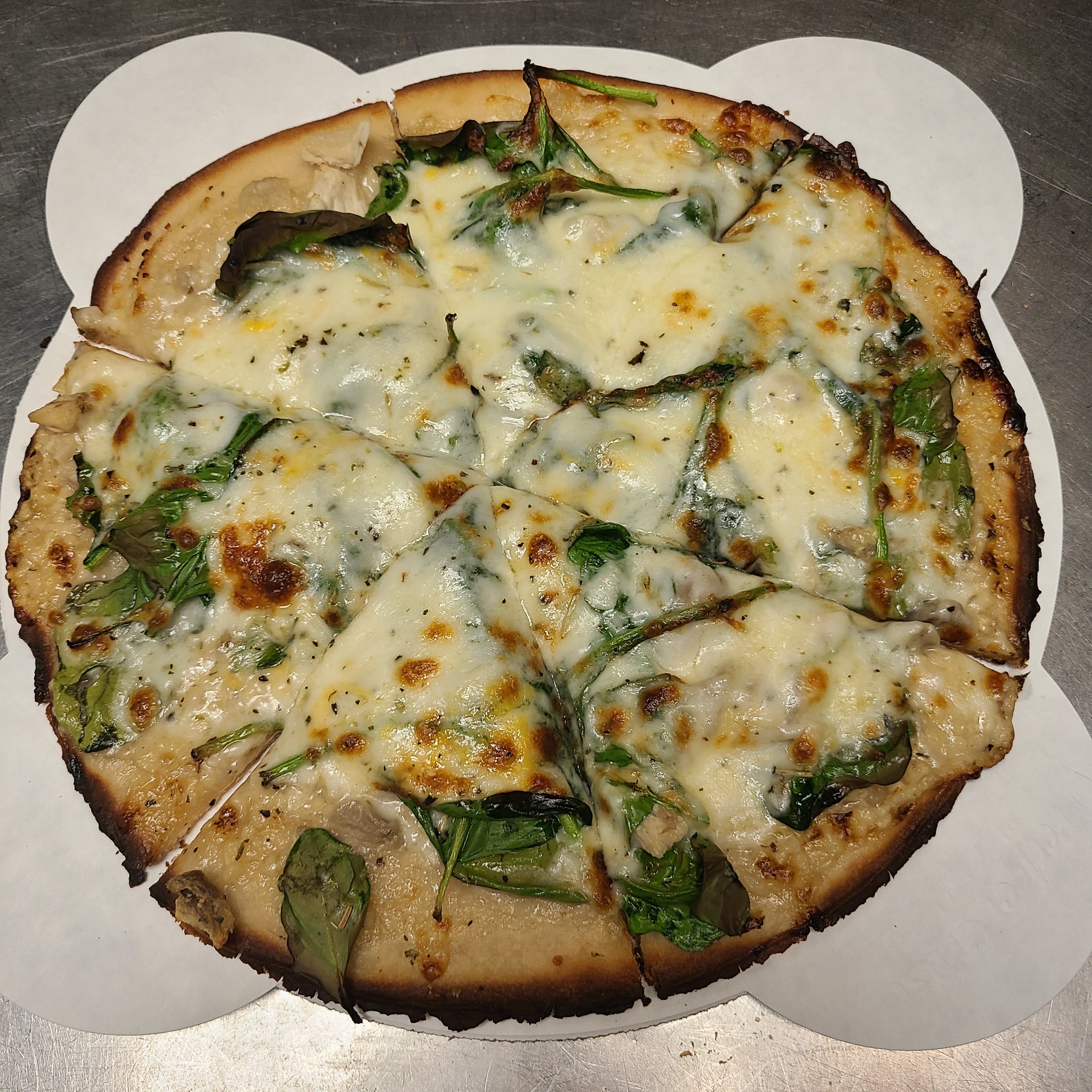 Order Gluten Free Chicken Alfredo Pizza - 10'' (Serves 1-2) food online from Timber Creek Pizza Co store, Lake Mills on bringmethat.com