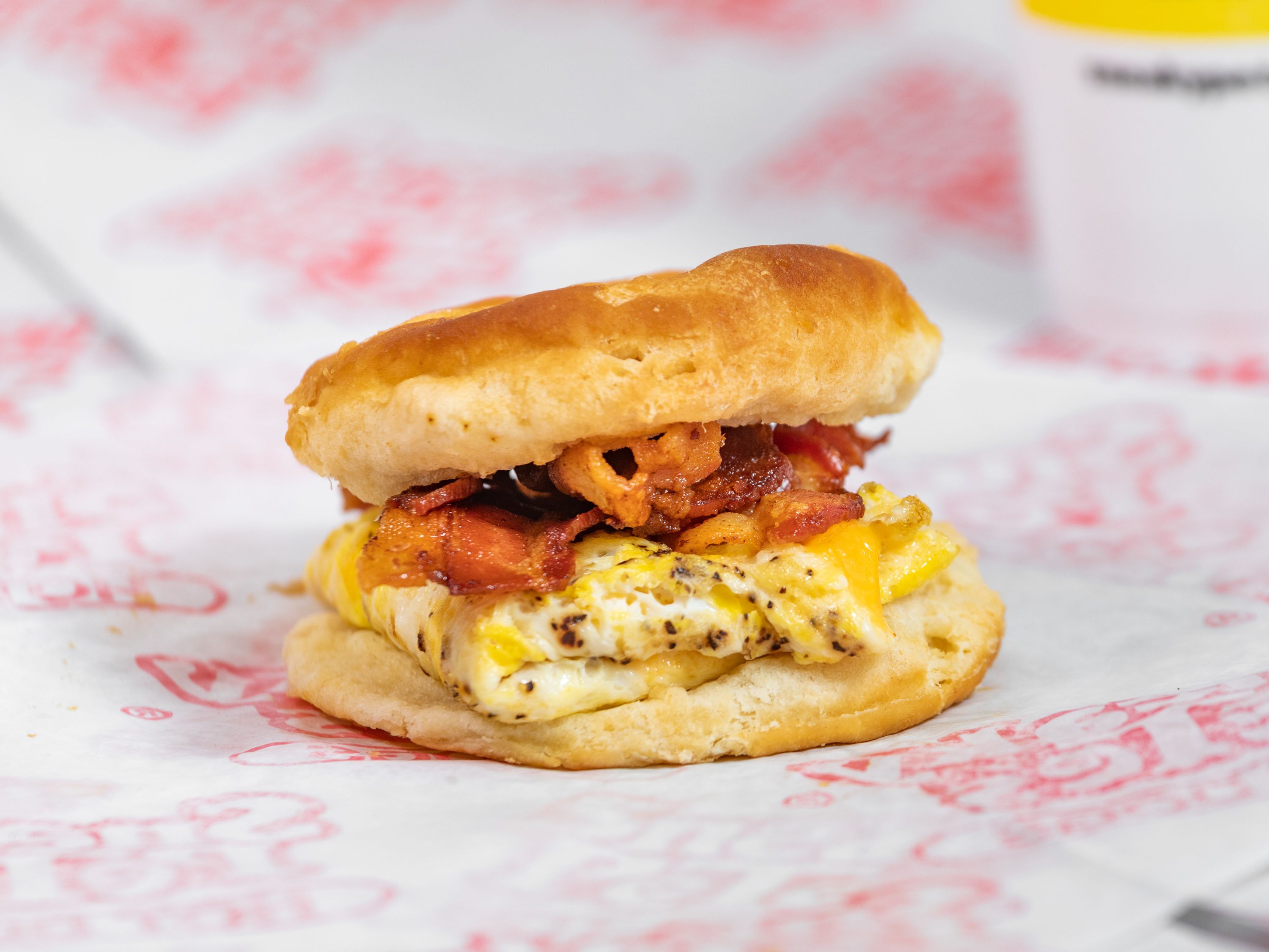 Order 3. Bacon, Egg and Cheese Biscuit food online from Sneaky Petes Hot Dogs store, Hoover on bringmethat.com