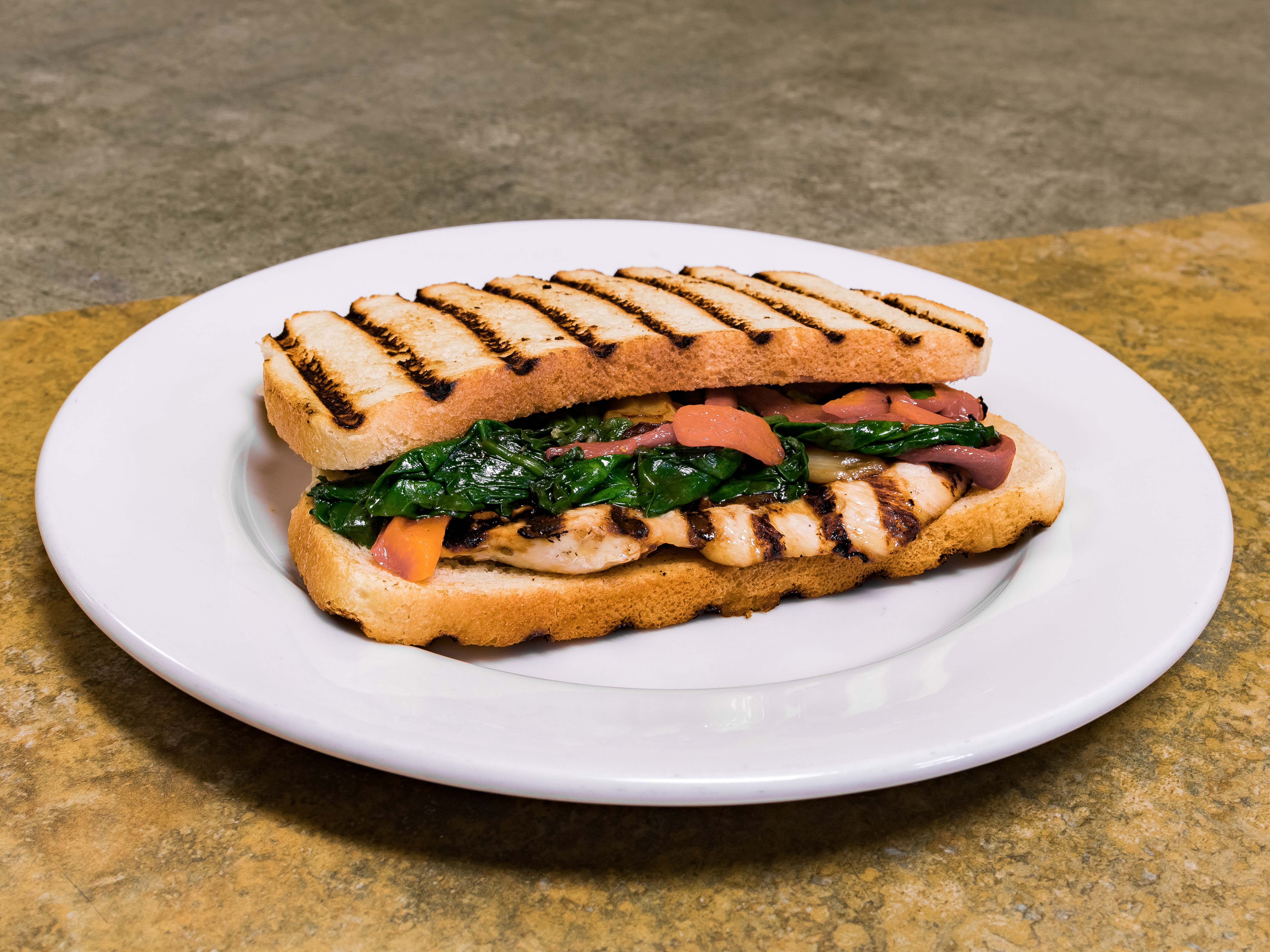 Order Grilled Chicken Romano Panini food online from Enzo's Pizzeria store, Langhorne on bringmethat.com