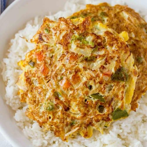 Order Vegetable Egg Foo Young(large) food online from Far East Restaurant store, Capitol Heights on bringmethat.com