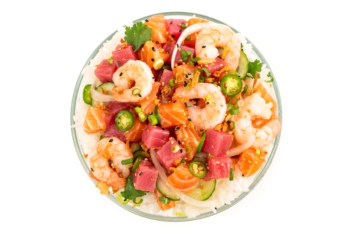 Order Poke Bowl - Large (3 Proteins) food online from Pokeworks store, Troy on bringmethat.com