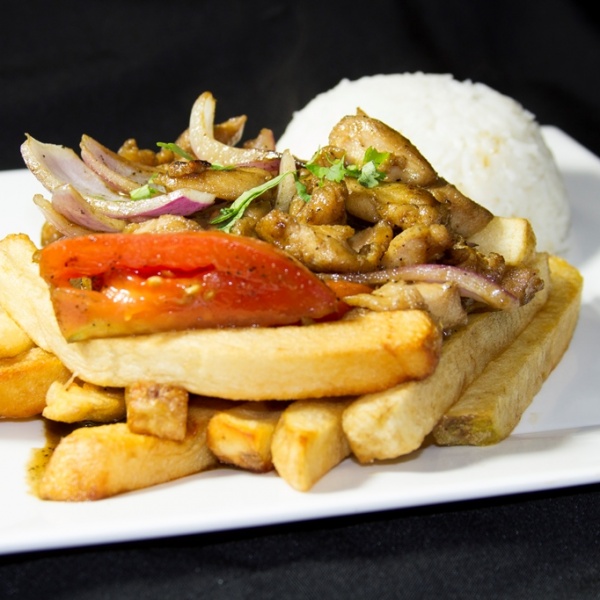 Order Pollo Saltado food online from Chios Peruvian Grill store, Van Nuys on bringmethat.com
