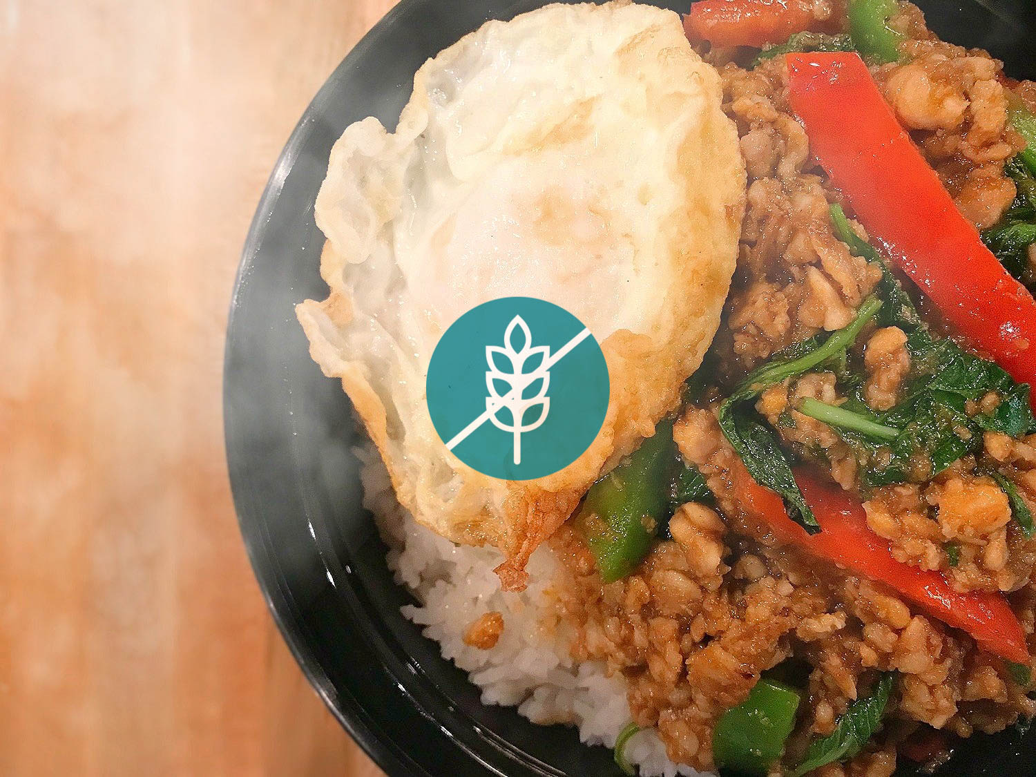 Order Gluten Free Kapow on Rice food online from Bangkok Cafe store, Fredericksburg on bringmethat.com