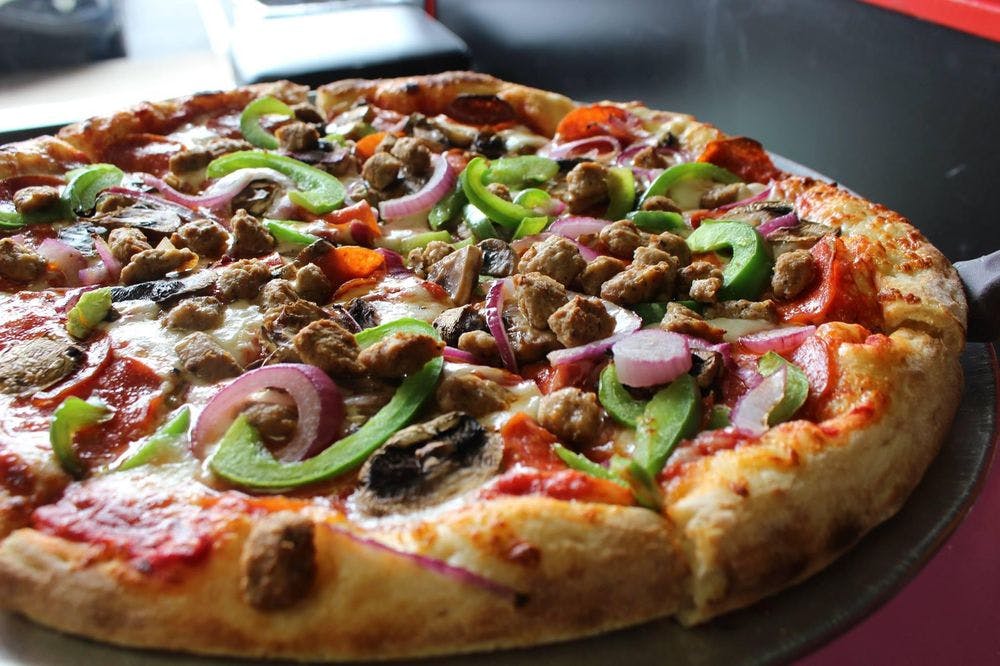 Order The Work's Pizza - Personal 10'' food online from Top Tomato Bar & Pizza store, Philadelphia on bringmethat.com