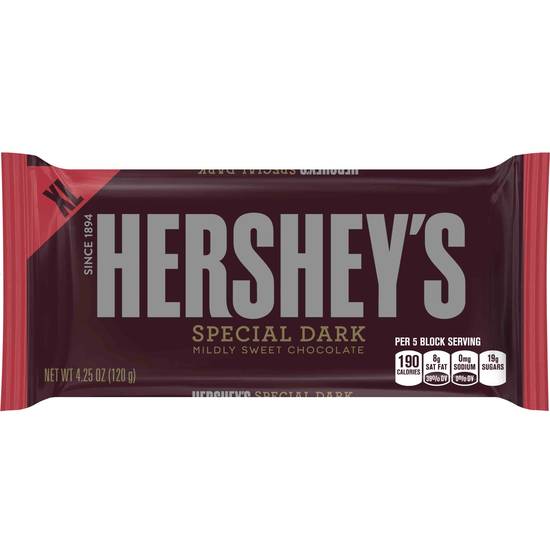 Order Hershey's Special Dark Mildly Sweet Chocolate Extra Large Candy Bar (4.25 oz) food online from Rite Aid store, Eugene on bringmethat.com
