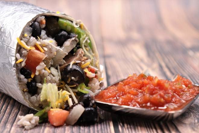 Order VEGGIE BURRITO food online from Pepperjax Grill store, CLIVE on bringmethat.com
