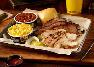 Order 3 Meat Plate food online from Dickey Barbecue Pit store, Pendleton on bringmethat.com