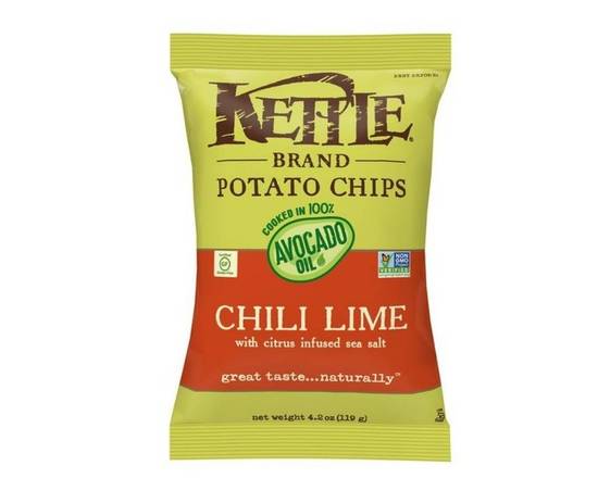 Order Kettle Brand Potato Chips Avocado Oil Chili Lime (4.2 oz) food online from Classic Candy Shack store, San Francisco on bringmethat.com