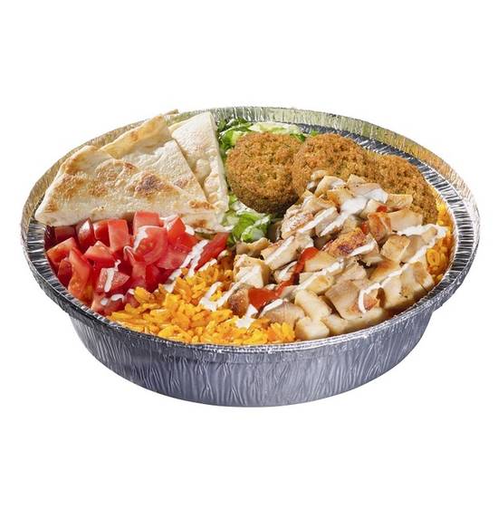 Order Chicken & Falafel Platter food online from The Halal Guys store, Sunnyvale on bringmethat.com