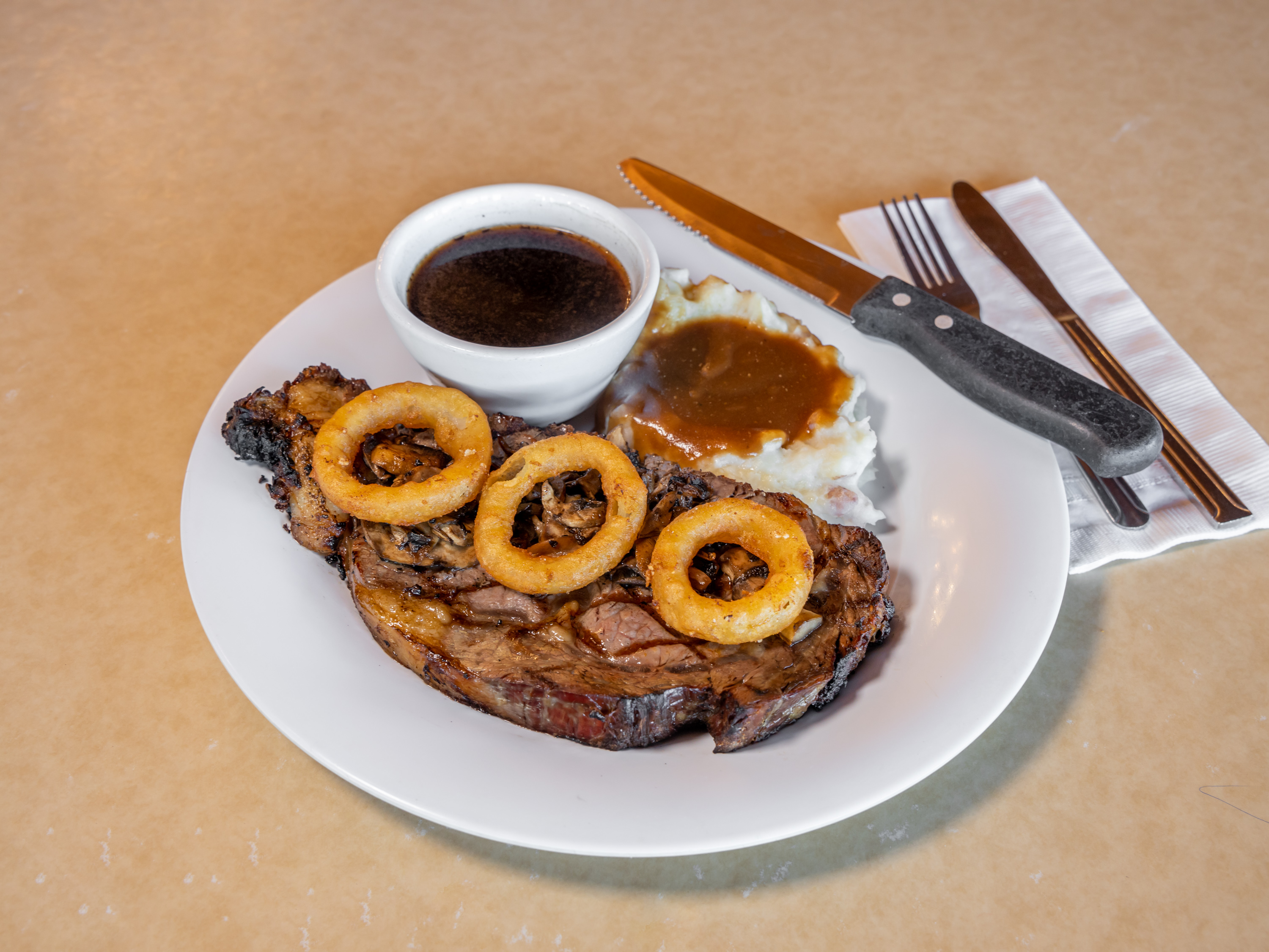 Order Ribeye with Mashed Potato food online from Sloan Restaurant store, Indio on bringmethat.com