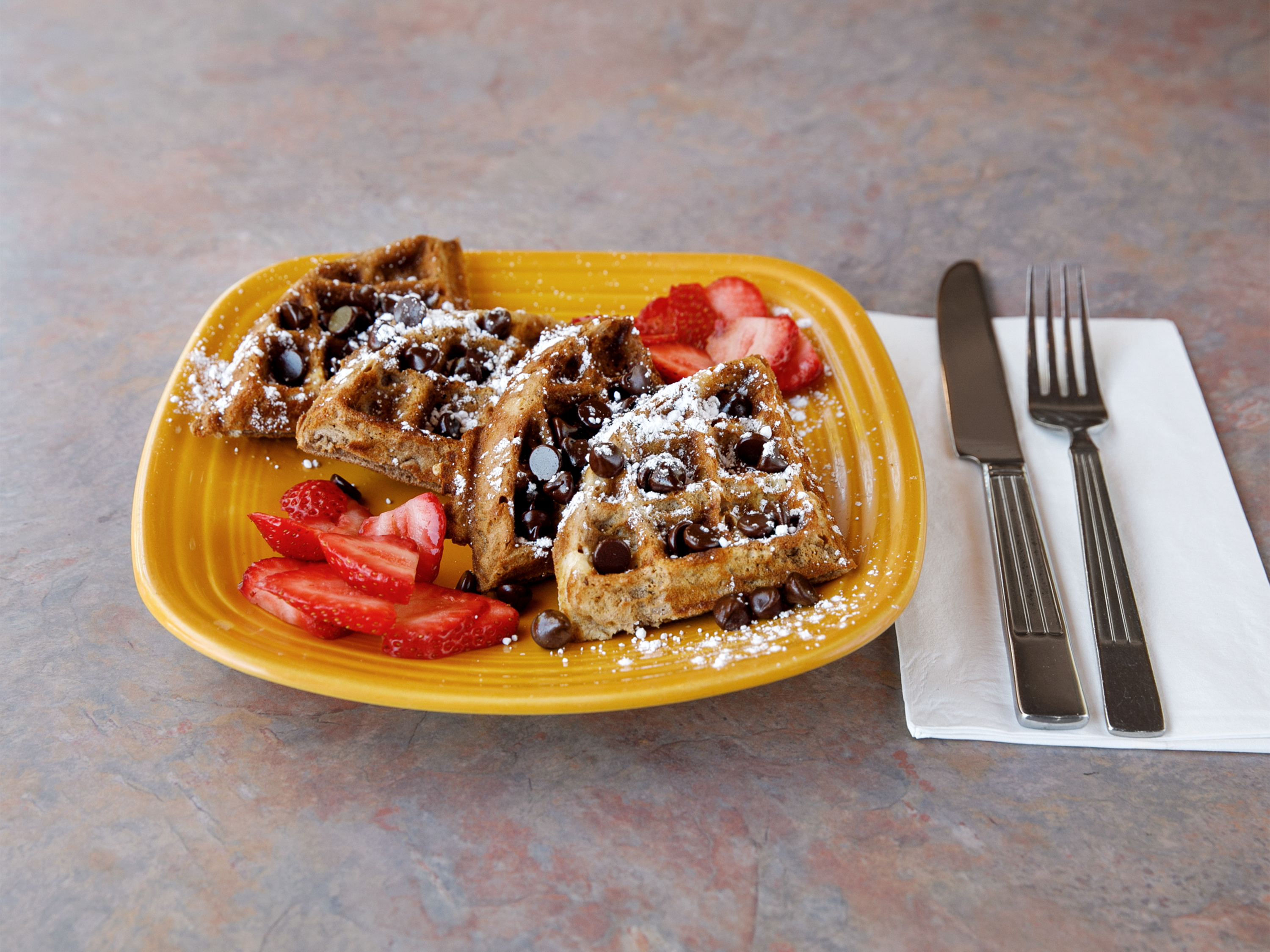 Order Chocolate Belgian Waffle food online from Crest Cafe store, San Diego on bringmethat.com