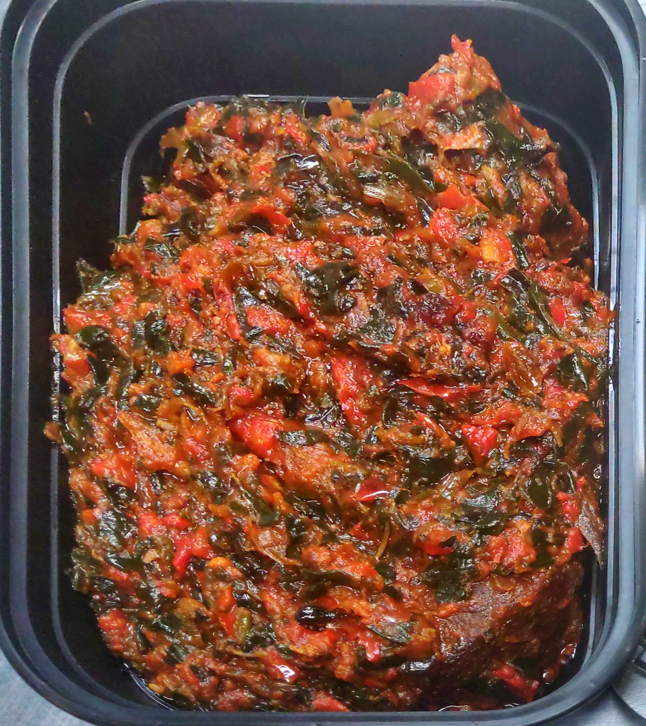 Order 1b. Efo Riro (Spicy Spinach Stew) food online from Africana Cuisine store, Perry Hall on bringmethat.com