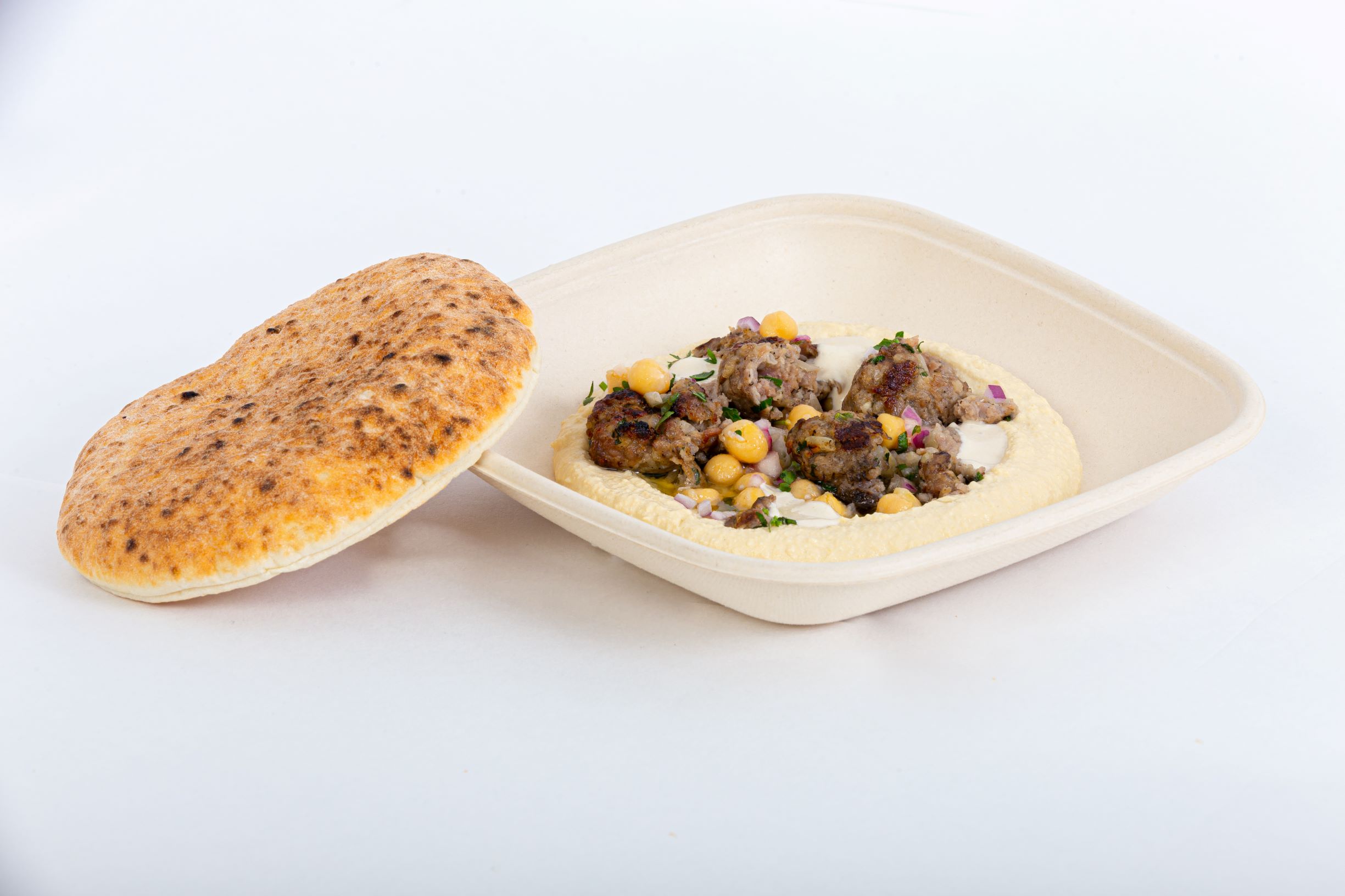 Order Hummus with ground beef food online from Sabra Grill store, San Francisco on bringmethat.com