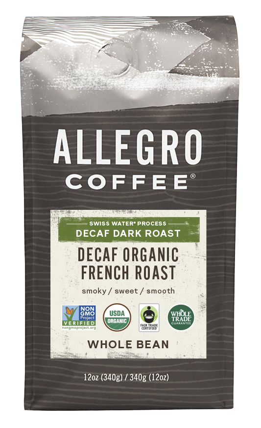 Order Decaf Organic French Roast (12 oz.) food online from Allegro Coffee Company store, Boise on bringmethat.com