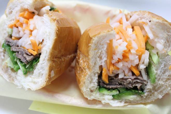 Order Grilled Beef Sandwich (Banh Mi Bo Nuong) food online from Saigon Bistro store, Concord on bringmethat.com