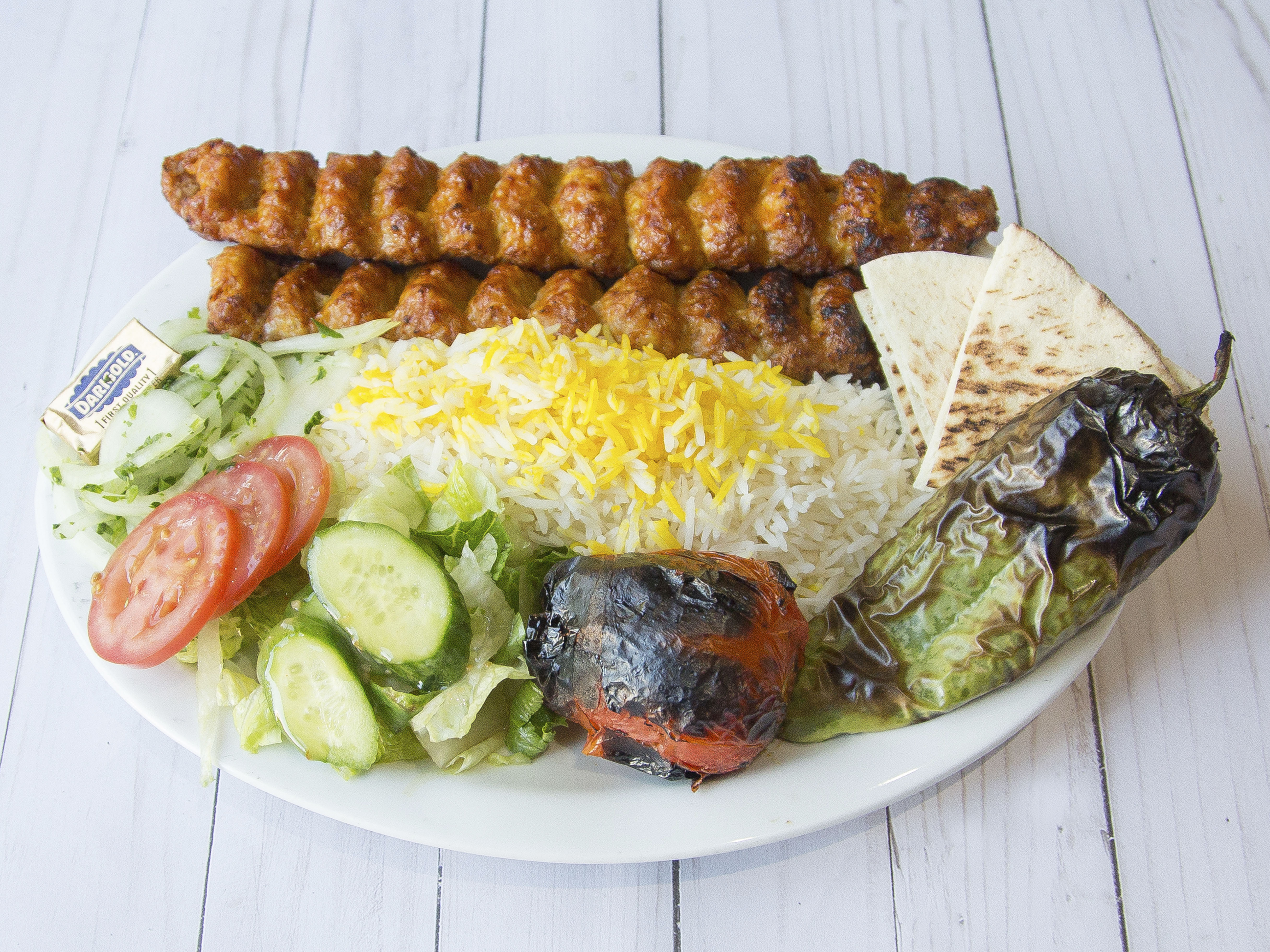 Order 4. Chicken Luleh Kabob food online from Why Not Kabob store, Glendale on bringmethat.com