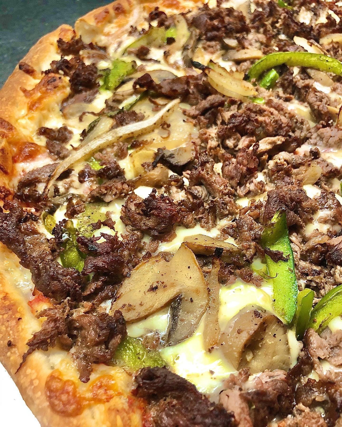 Order Steak & Cheese Pizza - Small food online from Kelley Square Pizza store, Worcester on bringmethat.com