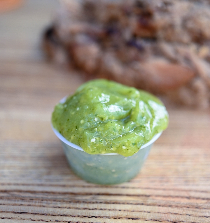 Order 2oz Tomatillo Salsa food online from Blu's Barbeque & Bbq Catering store, Dallas on bringmethat.com