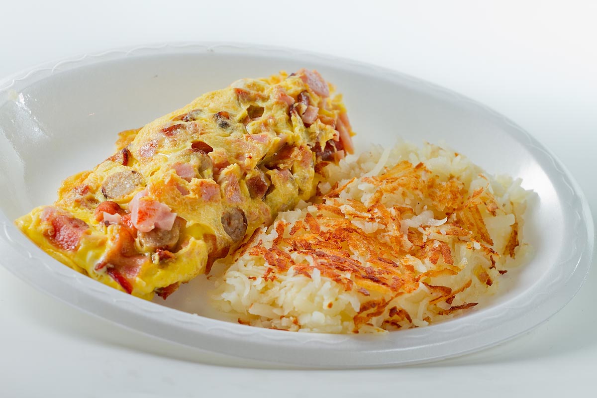 Order Meat Omelette with Hashbrowns food online from Billy Goat Tavern store, Chicago on bringmethat.com