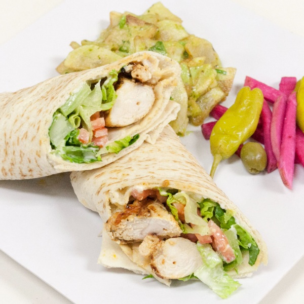 Order 15. Chicken Kabob Wrap food online from Green Olive store, Compton on bringmethat.com