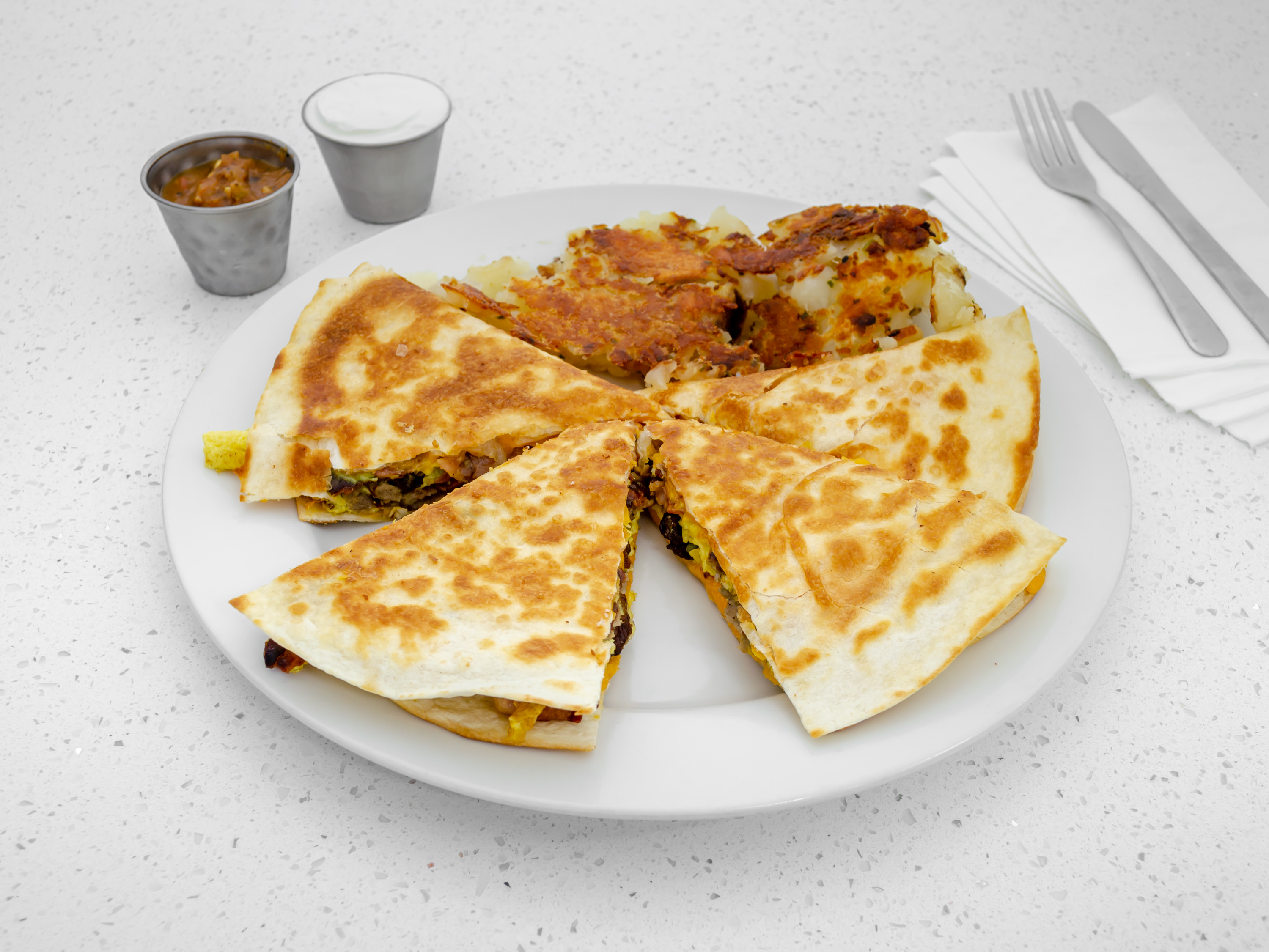 Order Danny's Breakfast Quesadilla food online from Brittany Cafe store, Atlantic City on bringmethat.com