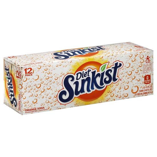 Order Sunkist Soda Orange Diet 12 oz Cans (12 oz x 12 ct) food online from Rite Aid store, Brook Park on bringmethat.com