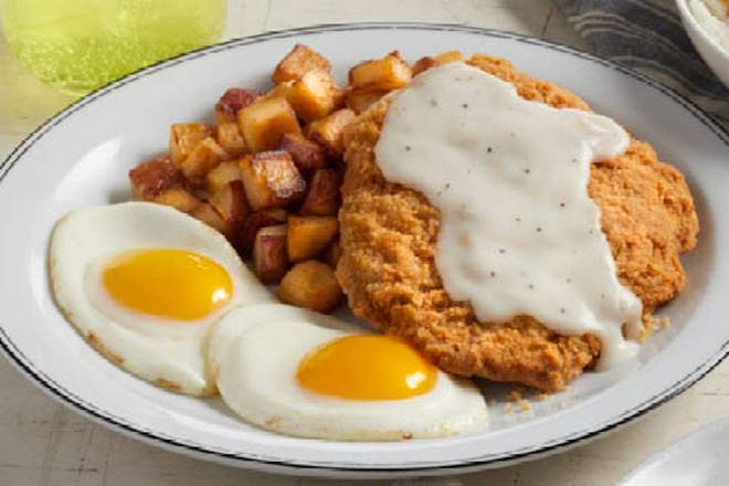 Order Country-Fried Steak & Farm-Fresh Eggs* food online from Bob Evans store, Canfield on bringmethat.com