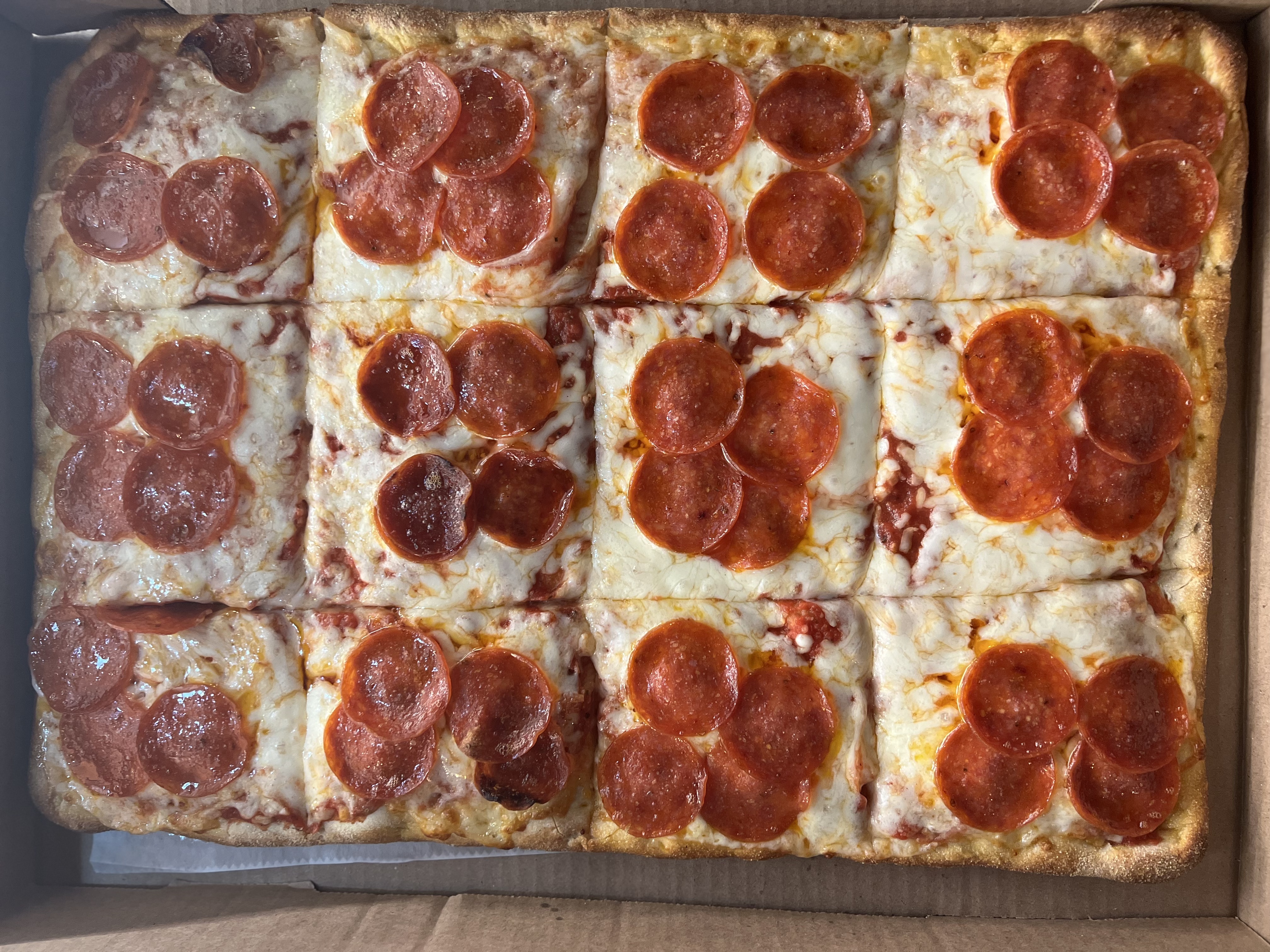 Order 12 Cut Cheese Sicilian Pizza food online from Dino's store, Albany on bringmethat.com