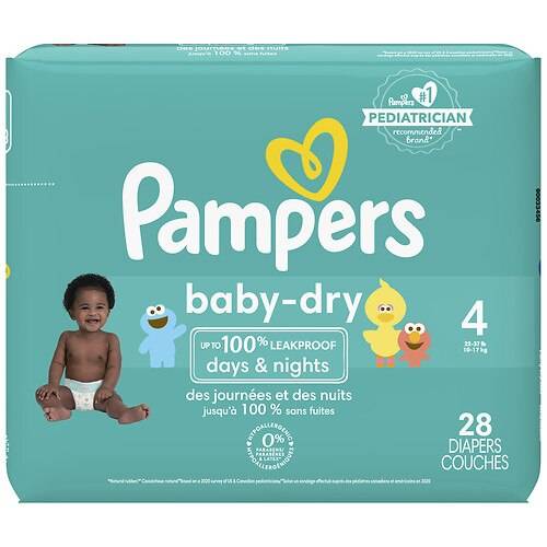 Order Pampers Baby Dry Diapers Size 4 - 28.0 ea food online from Walgreens store, San Antonio on bringmethat.com