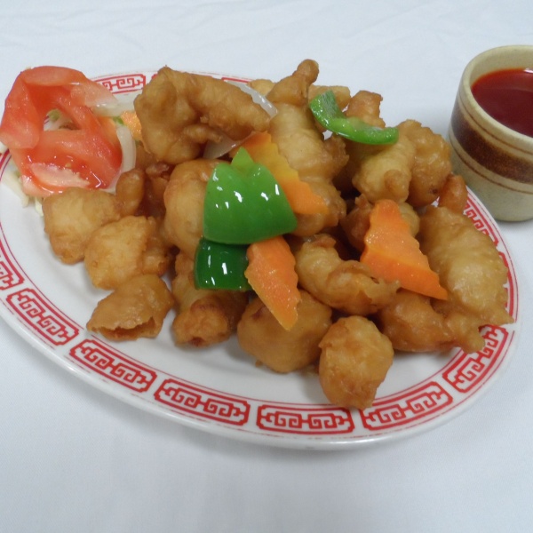 Order 79. Sweet and Sour Shrimp food online from Oriental Express store, Old Forge on bringmethat.com