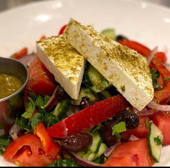 Order Greek Salad food online from Juice & Java Cafe at Equinox store, Aventura on bringmethat.com