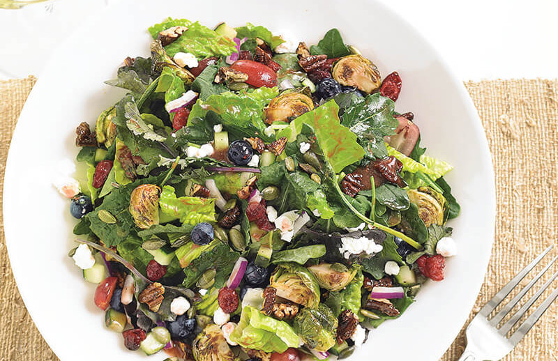 Order Kale & Roasted Brussels Sprouts Salad food online from BJs Restaurant & Brewhouse store, Greenwood on bringmethat.com