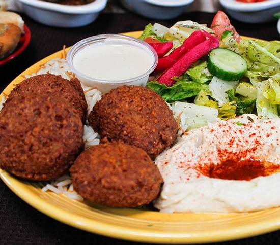 Order Falafel Plate food online from Sunnin Lebanese Cafe store, Los Angeles on bringmethat.com