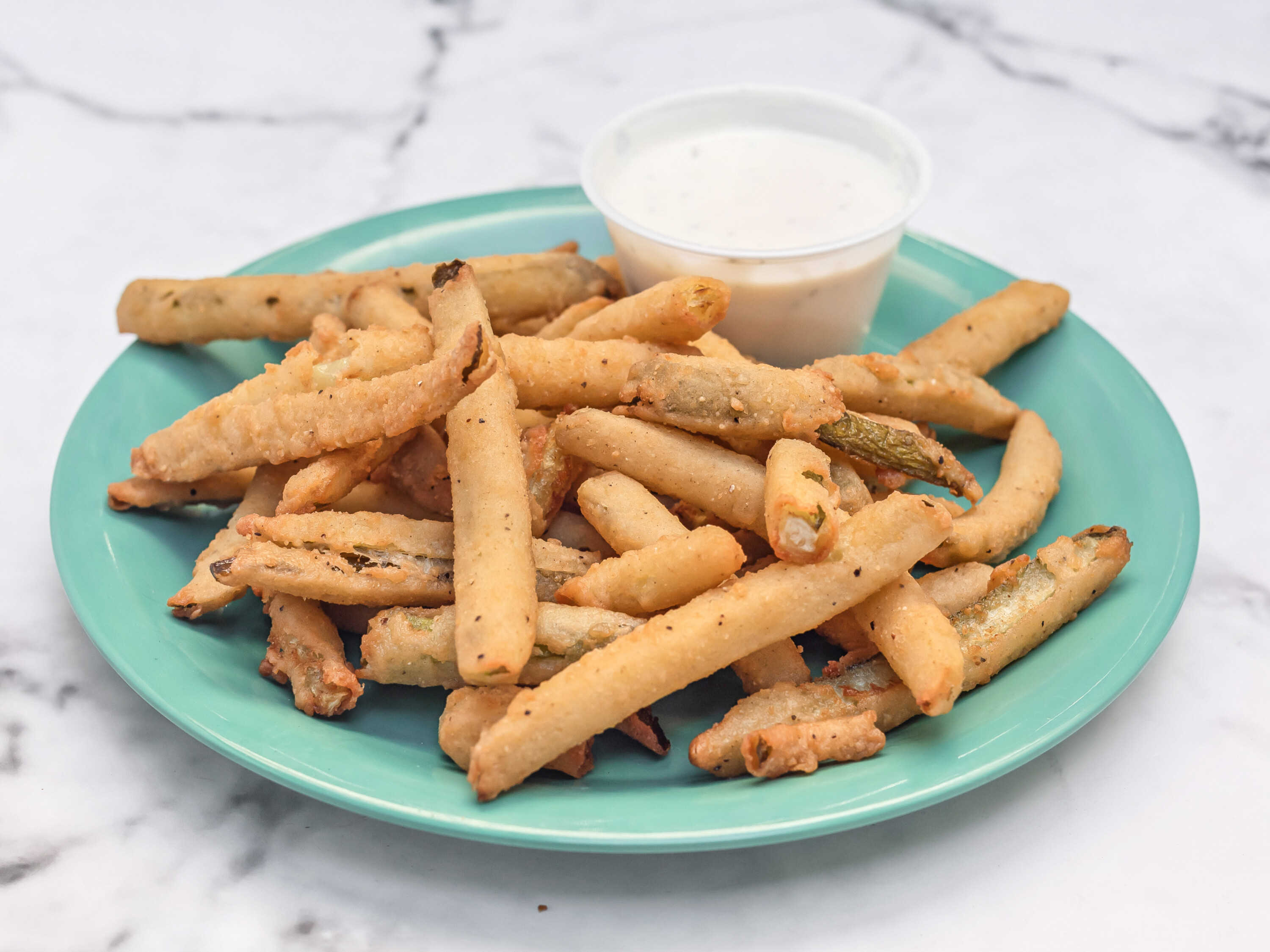 Order 5 Fried Pickles with a Side of Ranch food online from Riley Pour House store, Carnegie on bringmethat.com