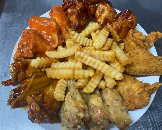 Order 12 Wings&Fry Combo food online from Hibachi Xpress Bar & Grill store, Akron on bringmethat.com
